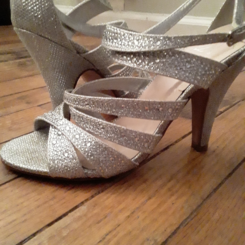 Silver Strappy Heel